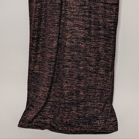 Aidan Mattox Copper V-Neck Gown with Waistband Maxi Dress Long Sleeves - Picture 11 of 11